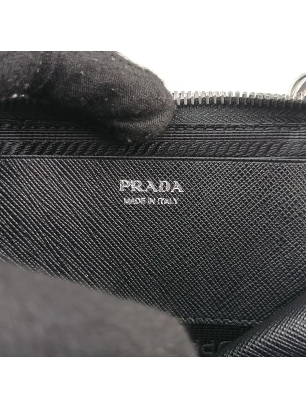 Prada Triangle Logo Black Saffiano Leather 62 Shoulder